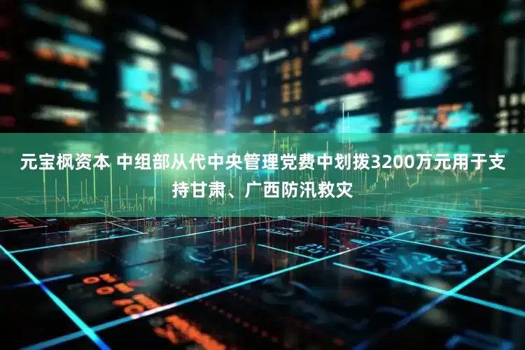 元宝枫资本 中组部从代中央管理党费中划拨3200万元用于支持甘肃、广西防汛救灾