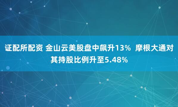 证配所配资 金山云美股盘中飙升13%  摩根大通对其持股比例升至5.48%